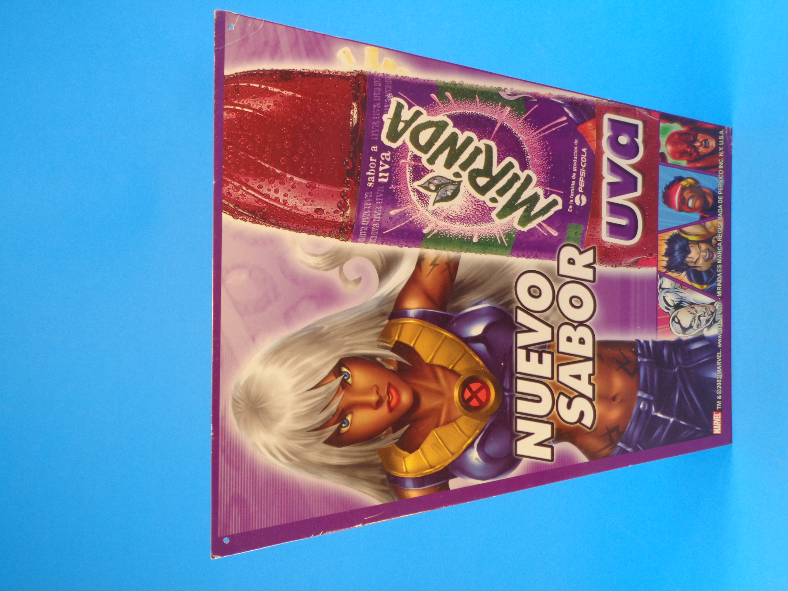 2003 MIRINDA GRAPE PROMO PENNANT AD * X-MEN STORM ARTOWRK