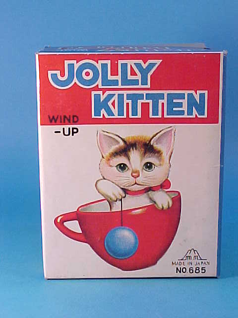 VINTAGE 2 (two) WIND UP CATS/KITTIES TOYS PLAYING w/ BALL