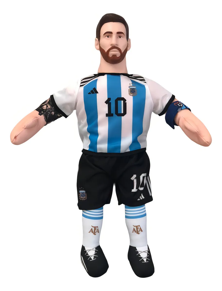 LIONEL MESSI PLUSH DOLL w/ PLASTIC HEAD * EXTRA ARGENTINA JERSEY